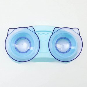 Миски пластиковые на голубой подставке 30 х 15,5 х 12 см прозрачные