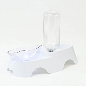 Миска прозрачная на белой подставке с бутылкой 30 х 15,5 х 12 см