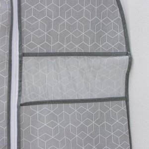 Чехол для одежды с ПВХ окном Доляна «Фора», 90?60 см, цвет серый