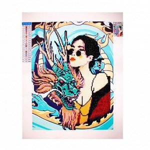 Алмазная мозаика с частичным заполнением «Девушка с драконом» без рамы 30х40 см