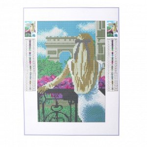 Алмазная мозаика с полным заполнением «Девушка на балконе» 20х30 см