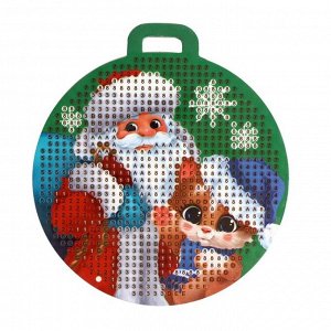 Алмазная мозаика на подвеске «Дед Мороз и котик»
