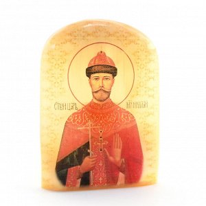 Икона из селенита "Святой Царь Николай" арка большая, 45*30*65мм