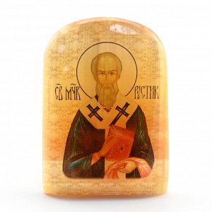 Икона из селенита "Священномученик Рустик Парижский" арка большая, 45*30*65мм