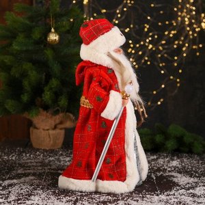 Дед Мороз "В красной шубке, с посохом и мешком" двигается, 13х40 см