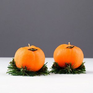 Набор новогодних свечей "Мандарины в ящике", 2 шт, 6,2*14*7,4 см