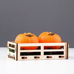 Набор новогодних свечей "Мандарины в ящике", 2 шт, 6,2*14*7,4 см