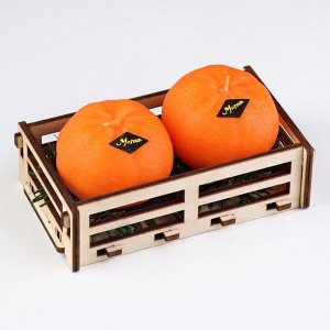 Набор новогодних свечей "Мандарины в ящике", 2 шт, 6,2*14*7,4 см
