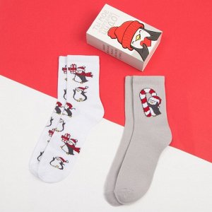 Набор женских новогодних носков KAFTAN "Пингвин" р. 36-40 (23-25 см), 2 пары