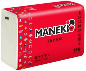 * Салфетки бумажные "Maneki" KABI, 2 слоя, белые, 150 шт./упаковка