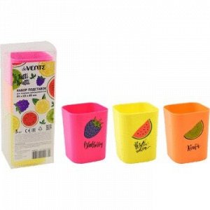 Набор стаканов для канц принадлежностей deVENTE Tutti-Frutti (3шт) квадратный пластик 4104011