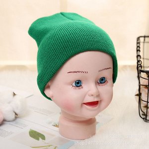 Детская трикотажная шапка, цвет зеленый