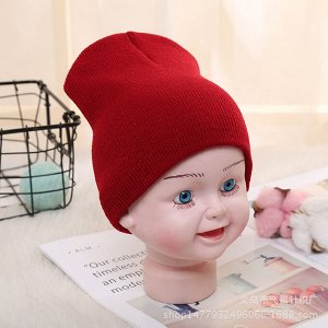 Детская трикотажная шапка, цвет темно-красный