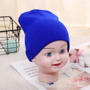 Детская трикотажная шапка, цвет синий