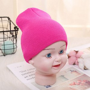 Детская трикотажная шапка, цвет ярко-розовый