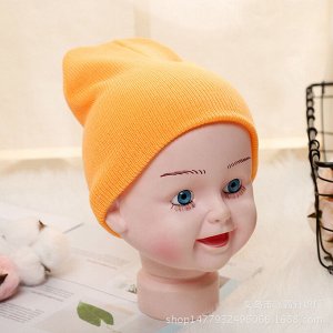 Детская трикотажная шапка, цвет оранжевый
