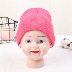 Детская трикотажная шапка, цвет розовый