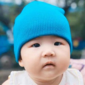 Детская трикотажная шапка, цвет голубой