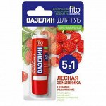 Вазелин д/губ защитный 5в1 4,5г. пенал  &quot;Лесная Земляника&quot; глубокое увлажн. арт.7909 /24*8/