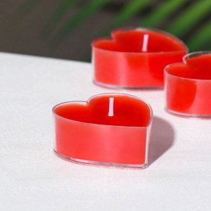 Набор свечей в гильзе "Сердце", 12 шт, красная