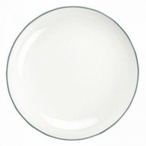 "Фуд лайф (Food life)" Тарелка глубокая фарфоровая 200мм h39мм, 700мл, цвет белый с отводкой/серый, с декором (Китай).