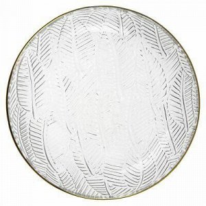 "Листья" Тарелка мелкая стеклянная д175мм, h28мм, рельефное, прозрачное стекло, отводка золотом (Китай)