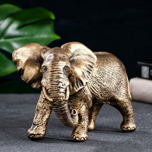 Фигурка полистоун «Слон африканский», бронза, 18x9x13 см