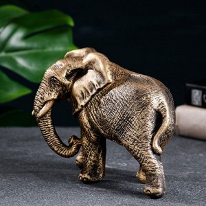 Фигурка полистоун «Слон африканский», бронза, 18x9x13 см