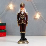 Сувенир полистоун &quot;Щелкунчик в бордовом мундире с золотом&quot; 28х8х8 см