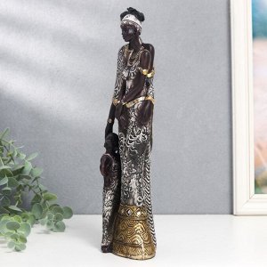 Сувенир полистоун "Африканская семья" наряд со светлыми узорами 31х7,5х10 см