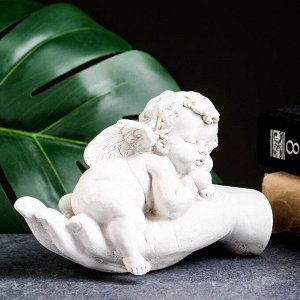 Фигурка гипс «Ангелочек на ладони спит» состаренный, 16x10x8 см