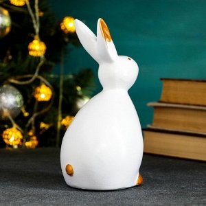 Фигура "Кролик интерьерный" бело/золотой, 18х9х10см