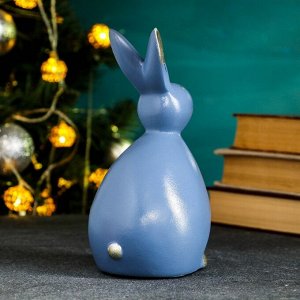 Фигура "Кролик интерьерный" малый, голубое серебро, 9х10х18см