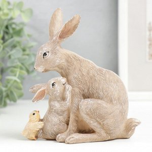 Сувенир полистоун "Кролик с малышом и цыплёнком - нежность" 13х6х12 см