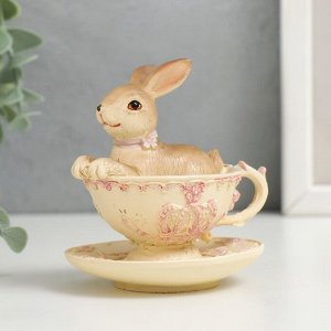 Фигурка полистоун «Кролик в ажурной чашечке», 8x7x8 см