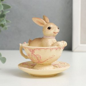 Фигурка полистоун «Кролик в ажурной чашечке», 8x7x8 см