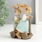 Сувенир полистоун &quot;Зайчики на самокате&quot; 11,5х4х8,5 см