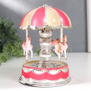 Сувенир музыкальный меХанический свет "Карусель - кони" розовая 10,5Х10,5Х15 см