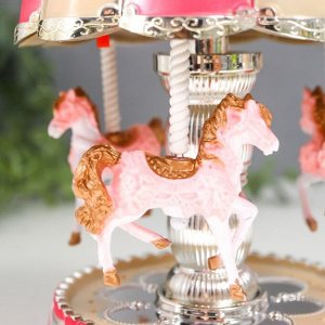 Сувенир музыкальный механический свет "Карусель - кони" розовая 10,5х10,5х15 см