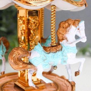Сувенир музыкальный механический свет "Карусель - лошадки" голубая 12,3х12,3х18 см