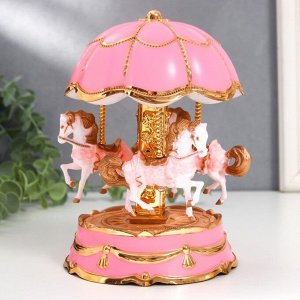 Сувенир музыкальный механический свет "Карусель - лошадки" розовая 12,3х12,3х18 см