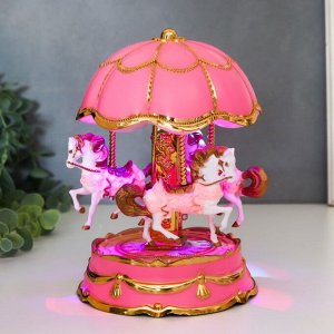 Сувенир музыкальный механический свет "Карусель - лошадки" розовая 12,3х12,3х18 см