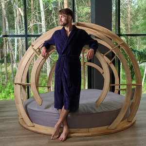 Халат махровый LoveLife "Comfort" цвет синий, (S) 100% хлопок, 330 гр/м2