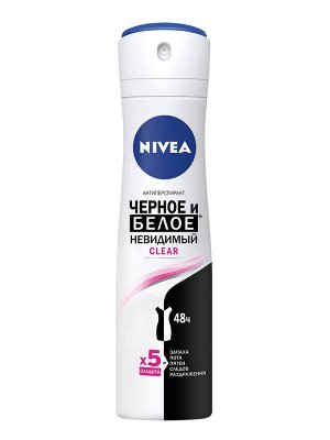 Нивея Дезодорант-антиперспирант спрей Nivea "Черное и Белое" Невидимый Clear, 150 мл