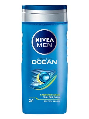 Нивея Гель для душа мужской Nivea Men 2в1 "Arctic OCEAN" для тела и волос с морской солью, 250 мл
