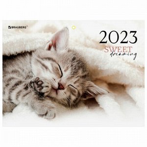 Календарь квартальный на 2023 г., 3 блока, 3 гребня, с бегунком, офсет, "SWEET DREAMS", BRAUBERG, 114226