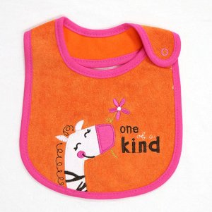 Нагрудник-слюнявчик детский текстильный с вышивкой "Зебра", цвет оранжевый