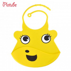 Слюнявчик детский силиконовый в ярком дизайне "Забавная рожица", цвет желтый