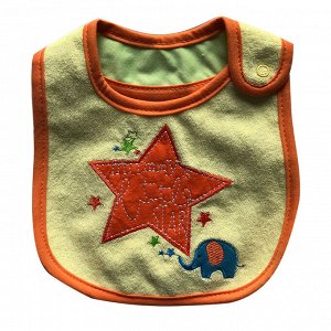 Нагрудник-слюнявчик детский текстильный с вышивкой "Звездочка", цвет бежевый