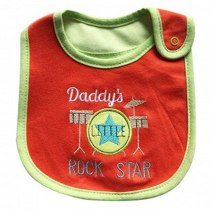Нагрудник-слюнявчик детский текстильный с вышивкой "Рок-звезда", цвет красный